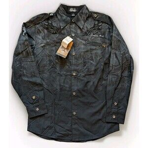 NWT Ablanche Harajuku Motorcycle Club Shirt Medium RIDE FREE Moto Embroidered